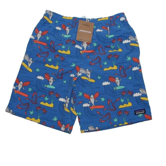 Patagonia Kids Youth Baggies Nylon Pull On Shorts 7" Lined Blue